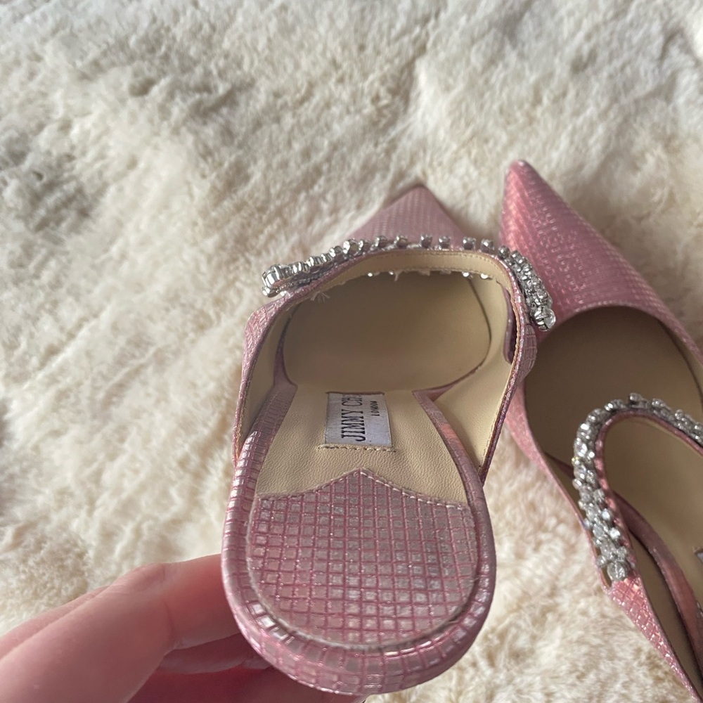Jimmy Choo Bing 65 Pink Heels with Crystal Strap - Picture 7 of 12